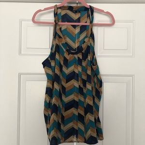 Chevron Patterned Blue and Cream Halter
